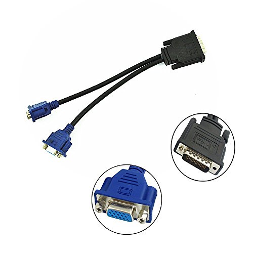 Hosyl DMS-59 Pin Male to Dual VGA Female Y Splitter Video Card Adapter Cable 9.4" Length - Thumbnail 2