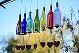 Wine Bottle Wind Chimes Handmade Outdoor Decor and Hanging Yard Art | Garden, Patio, Backyard, Porch | Soft Windchime Tones | Vintage Farmhouse