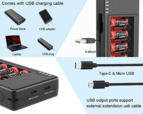 CR123A Rechargeable Batteries and Charger, RCR123A Lithium ion Battery Charger with 8 Pack 3.7V 800mAH Batteries for Arlo Security Cameras Alarm System