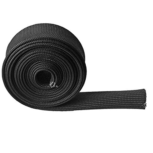 Auto Heat Sleeve Fiberglass Adjustable Heat Shield 10FT-25MM(1") Black Exhaust Heat Shield for Car Wire Loom Heat Shield Brake Line Cable Heat Shield