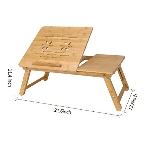 HBlife Bamboo Adjustable Lapdesk Foldable Laptop Stand Desk Breakfast Serving Bed Tray Tablet With Drawer