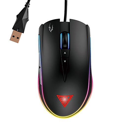 GAMDIAS Optical Gaming Mouse with Double RGB Streaming Light, HERA