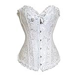 Muka Women Plus Size Corset Lace Up Overbust Bridal Bustier with Panties
