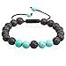 Romavida Anxiety Lava Stone Diffuser Bracelet, Yoga Bead Bracelet Natural Crystal Bracelet, Healing Aromatherapy Turquoise Beads Essential Oil Stretch 8mm Beaded Bracelets for Women and Men