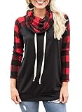 Dearlove Womens Long Sleeve Cowl Neck Plaid Sweatshirts Raglan Shirts