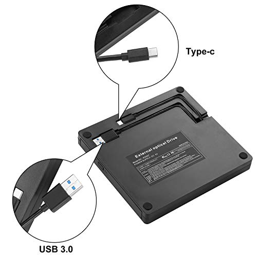 MMUSC External CD DVD Drive,Type C USB 3.0 Slim Portable External CD DVD Drive Burner Optical Drive CD+/-RW DVD +/-RW Superdrive Disc Duplicator Compatible with Mac/MacBook Pro/Air/iMac/Laptop/Windows - Thumbnail 4