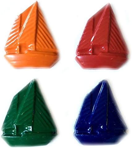 MinifigFans 48 Sailboat Crayons - Nautical Party Favors - 12 Sets of 4 Crayons - Made in the USA