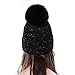 FURTALK 30% Wool Winter Beanie with Real Fur Pom Pom Knittd Cuff Hat for Women Girls