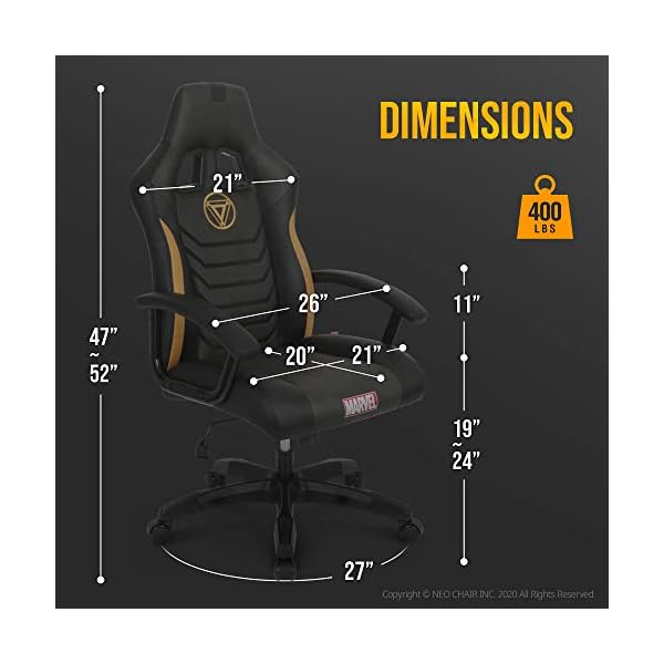 Silla Gamer Marvel Avengers Iron Man Eco Cuero Reclinable - Imagen 4