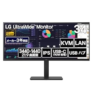 LG ウルトラワイドモニター UltraWide Monitor 34BA75QE-B 34インチ 曲面（3800R）/3440×1440/IPS
