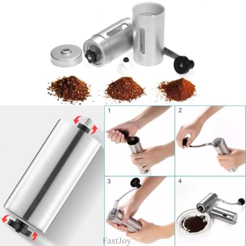 Moedor de Café Manual em Aço Inoxidável Portátil com Manivela Ajustável Com Ajuste de Moagem Premium