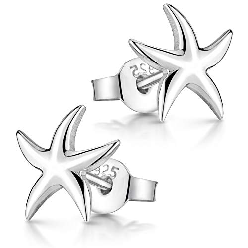 MATERIA by Matthias Wagner Starfish Stud Earrings Rose Gold Silver – Maritime Earrings Silver 925 Rhodium-Plated Gold-Plated, Sterling Silver