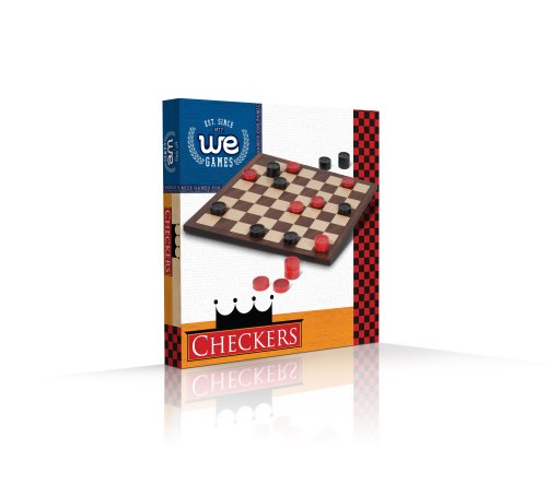 WE Games Old-Time Red and Black Wooden Checkers Set