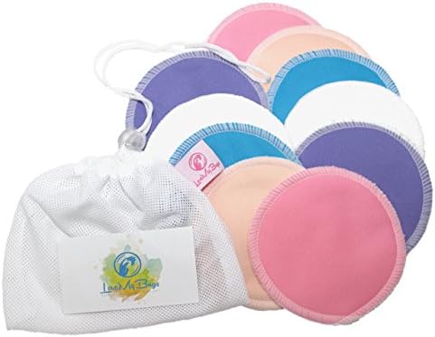 Washable and Reusable Nursing Pads; 10 Pack Mesh Laundry Bag; Baby Soft Organic Bamboo; Superb Absorption; Leak-proof; by LoveMyBugs; Perfect Baby Shower Gift