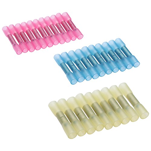Accessbuy 200pcs Waterproof Heat Shrink Electrical Insulated Wire Crimp Connector Butt Terminals Connectors Automotive 10-22AWG