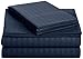 Amazon Basics Deluxe Microfiber Striped Sheet Set, Navy Blue, 4 pieces Queen