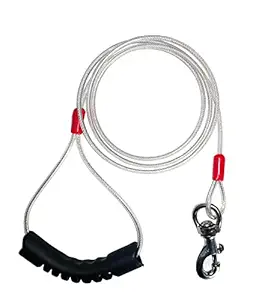 Patch & Marshall Dog Leash Indestructible / Chew Proof Leash for Dogs - 5ft - Heavy Hook - Grip Handle - Silver - 1pc