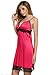 Ekouaer Women's Sexy Nightwear Lace Chemise Nightgown Cotton Sleepwear (S, Rosered)