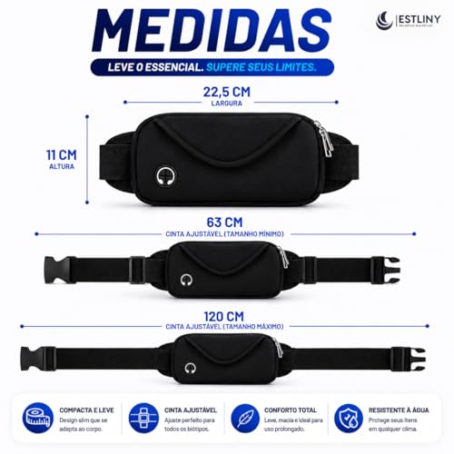 Pochete porta Celular Neoprene Slim, Exercícios, Academia, corrida, pochete esportiva, ombro, doleira, bolsa cintura Sports, transversal porta passaporte (Preto)