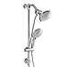 Lordear Double Rain Bathroon Combo Dual Combination Shower Heads Chrome Finish Hotel Spa Handheld Combo, 5 Water Settings Shower Set with Adjustable Slide Bar and Stainless Steel Hose