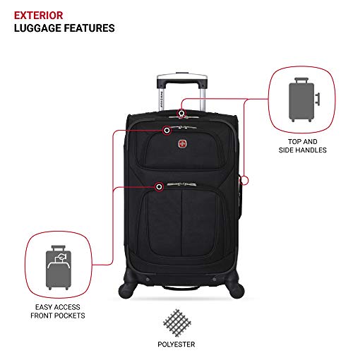 SwissGear Sion Softside Expandable Roller Luggage, Black, CarryOn 21