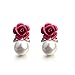 Paymenow Womens Girls Bohemia Earrings Fashion Summer Rose Pearl Circle Ear Clip Nice Jewelry (Hot Pink)