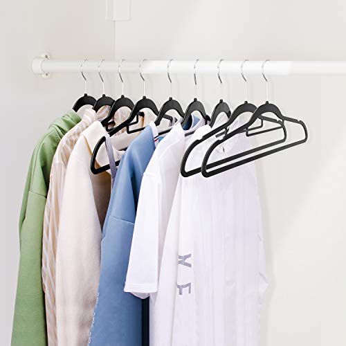 IEOKE Plastic Hangers for Clothes - 30 Pack Lightweight Space Saving Black Clothes Hangers, Heavy Duty Hangers with Notches on Shoulders for Skirts Suits Coats Scarves and Camisole