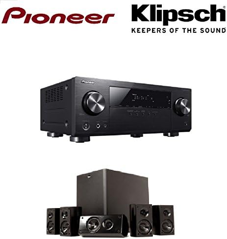 Pioneer VSX-531 5.1 Channel Network AV Receiver Audio &amp; Video Component Receiver, Black + Klipsch HD 300 Compact 5.1 High Definition Theater System (Set of Six, Black) Bundle