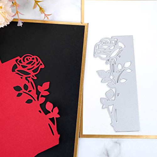 Conleke 2 Pieces Rose Cutting Die Flower Shape Embossing Dies Carbon Steel Die Cuts Stencils for DIY Scrapbooking Album Paper Card Template Making Craft Decoration