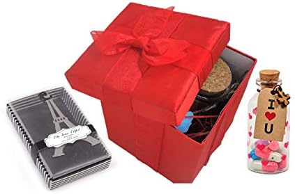 Order Happiness Valentine Gift- Message Bottle in Box with Eiffel Tower Book Mark (Gift for Boyfriend or Girlfriend)