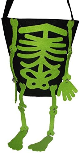 Halloween Dangly Green Skeleton Feet and Arms Trick or Treat Bag