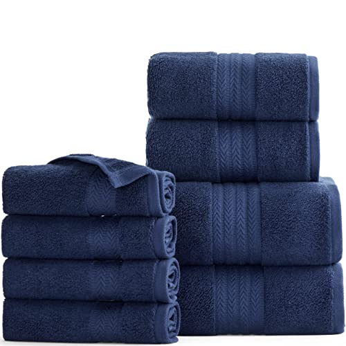 Bedsure Navy Bath Towels 600 GSM 100 Turkish Cotton Quick Dry Hotel