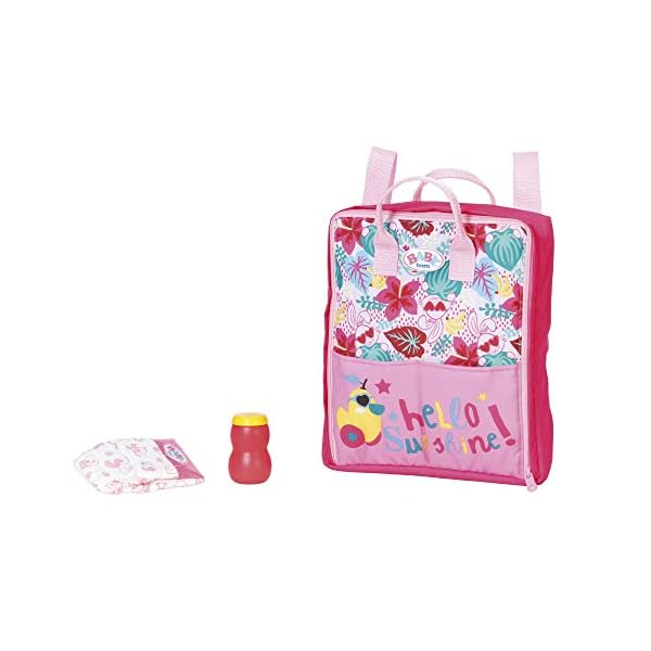BABY born Holiday Wickelrucksack, Puppenwickeltasche in pink inkl. 1 Windel und Puderdose, 829233 Zapf Creation