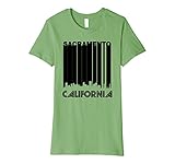 Womens Retro 1970's Sacramento California Downtown Skyline T-Shirt Medium Grass