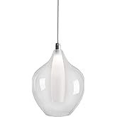 Kuzco Lighting Victoria 7" Pendant | Chrome Finish | Modern LED Single Drop Light | Clear Outer Glass with Frosted Inner Diff