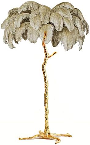 Pinyu Nordic Ostrich Feather Living Room LED Floor Lamps Living Room Bedroom Modern Interior Lighting Decor Floor Light Standing Lamp (Body Color : XL 200CM, Lampshade Color : Gray)