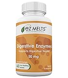 EZ Melts Digestive Enzymes, 50 mg, Dissolving Vitamins, Zero Sugar, Natural Orange Flavor, GMO-Free Fast Melting Tablets, Digestive Health, Gluten-Free Chewable Supplement
