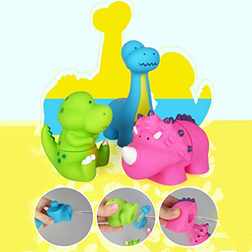 Dinosaur Baby Bath Toys,Take Apart Bathtub Toys for Kids,5 Pieces Floating Dinosaur Figures Playset,Water Squirties Toddler Toy for Aged 1 2 3 4 5 6 Boys and Girls Gifts