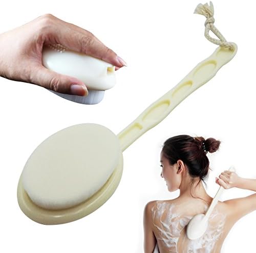 Bath Body Brush, JINYO Massager Shower Brush with Detachable Long Handle Head for Cellulite &amp; Exfoliating (Long, White)