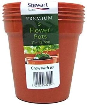 Stewart 4832014 12.7 cm Flower Pot - Orange/Terracotta (Pack of 5), 13 cm