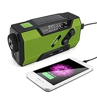 GXOK Solar Weather Radio for Emergency with AM/FM Flashlight Reading Lamp and 2000mAh Power Bank Phone Charger Emergency LED Radio (Green)