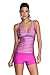 Dokotoo Womens Racerback Striped Top Boy Shorts Bottom Tankini Set