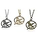 Charm Mocking Bird and Arrow Pendant Set Gold Bronze Silver in Long Sweater Chain Link Necklace