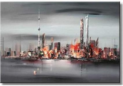 Amazon モダンインテリアアート 油彩 油絵 風景画 自然画 近未来都市 Vivace アートフレーム ポスター 通販