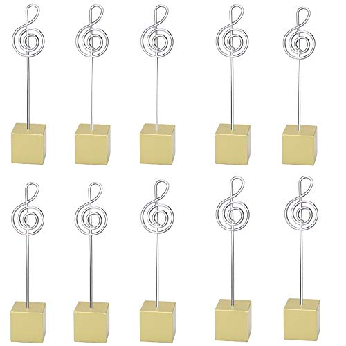 10pcs Music Shape Table Number Holder Name Place Card Holder Memo Clip Holder Standr Pictures Card Paper Menu Clip … (Gold) - Thumbnail 6
