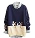 Keral Womens Cat Pattern Printing Mix Color Long Sleeve Sweater
