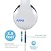 Sentey Flow LS-4221 Foldable Headphone with Detachable 3.5mm Audio Cable and in-line Microphone, White/Blue