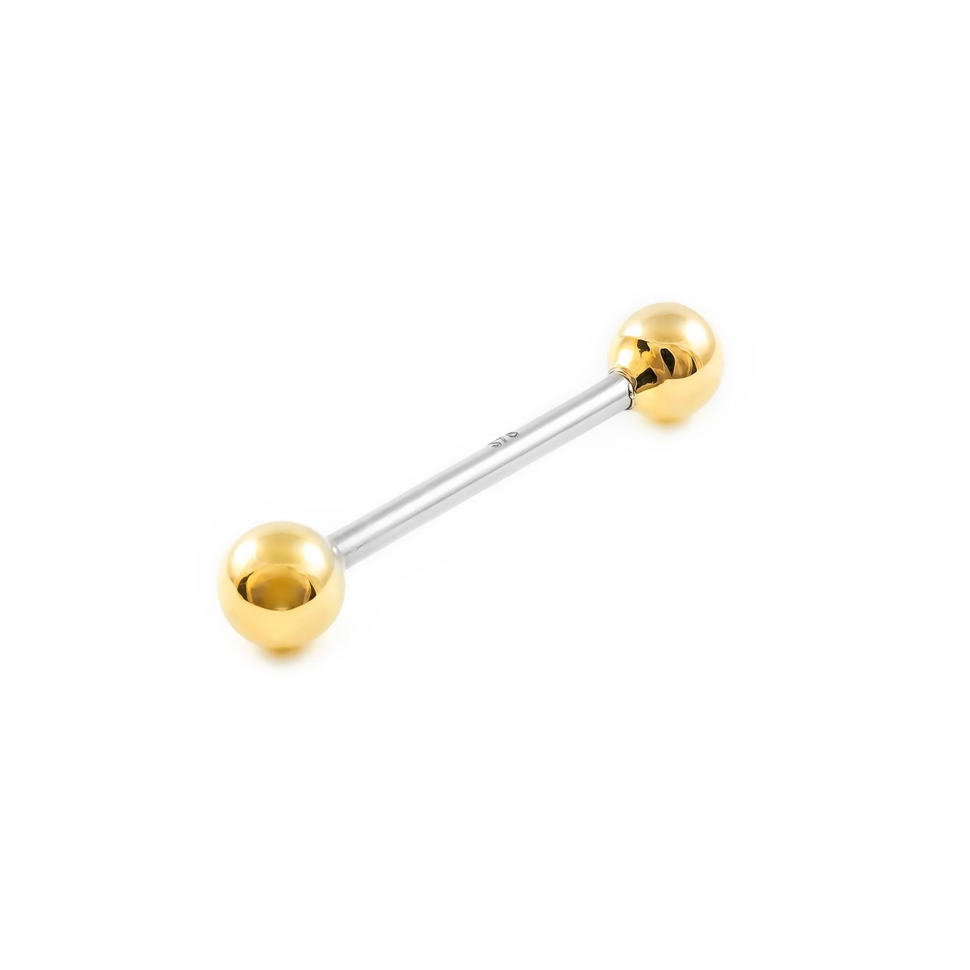 Monde Petit 9ct two color Gold and steel ball 5 mm tongue Piercing