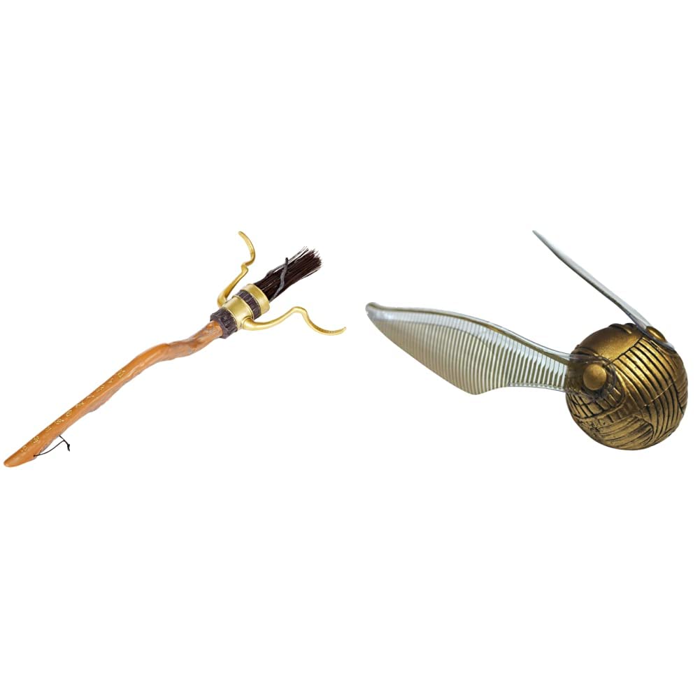 Rubie's Official Harry Potter Broom Fancy Dress Accessory Decoration & Official Harry Potter Golden Snitch Quidditch Fancy Dress Accessory - Beige