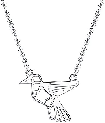 Origami Hummingbird Design Sterling Silver Pendant With Adjustable Chain Necklace - New Arrival